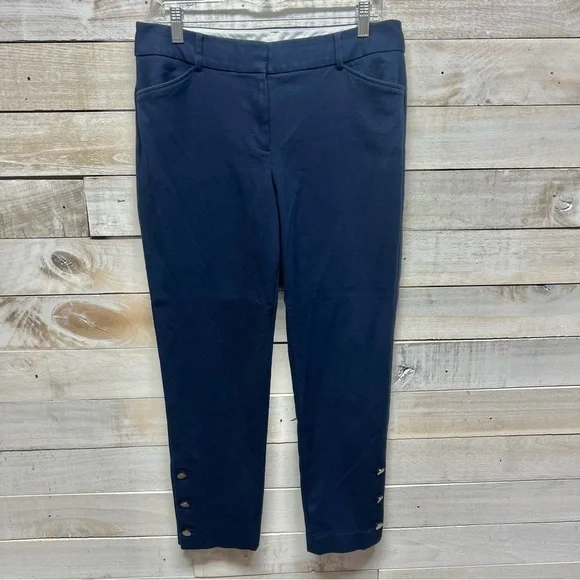 Talbots Hampshire Ankle Trouser Pants Womens 8 Navy Blue Button Cuff Stretch - Picture 5 of 14